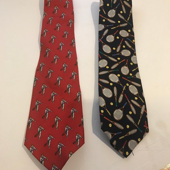 Two tennis themed neckties- ralph lauren{polo} and alynn neckwear like new - Picture 1 of 5